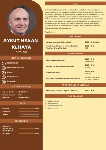 Biyolog CV Örnekleri cv indir